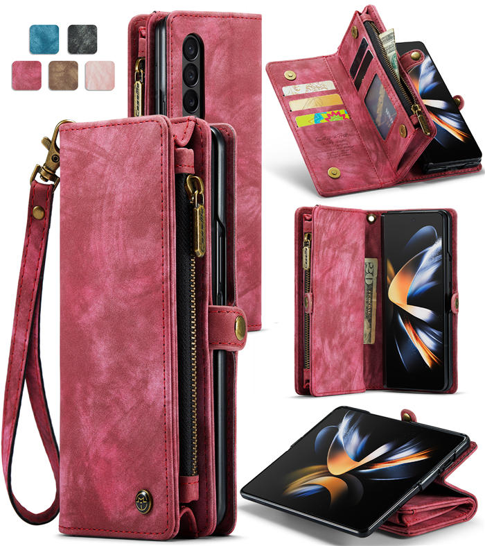 CaseMe Samsung Galaxy Z Fold4 5G Zipper Wallet Case Red