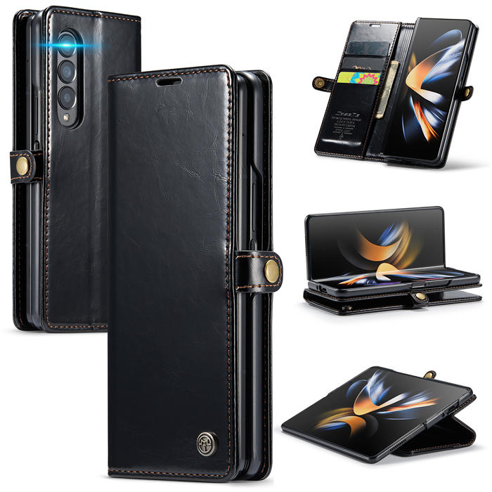CaseMe Samsung Galaxy Z Fold4 Wallet Kickstand Case Black - Click Image to Close