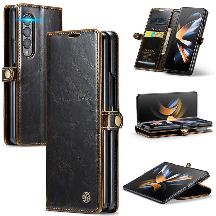 CaseMe Samsung Galaxy Z Fold4 Wallet Kickstand Case Coffee - Click Image to Close