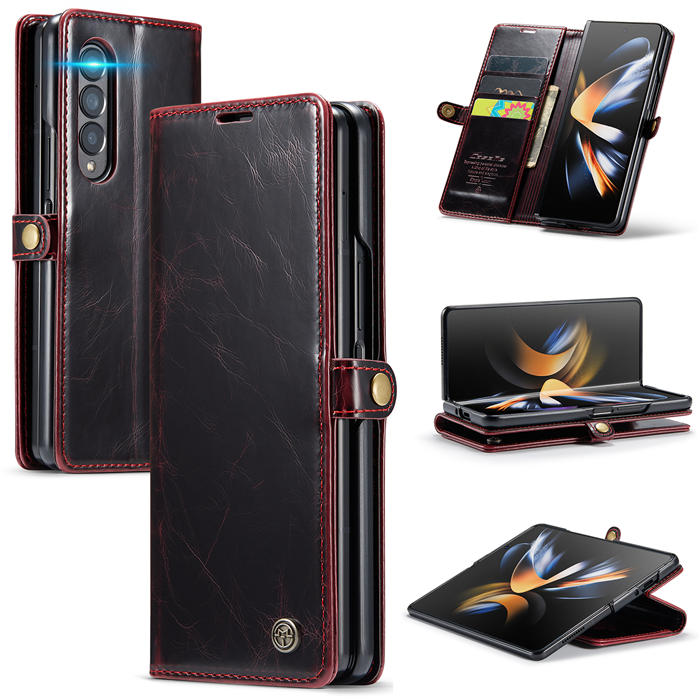 CaseMe Samsung Galaxy Z Fold4 Wallet Kickstand Case Red - Click Image to Close