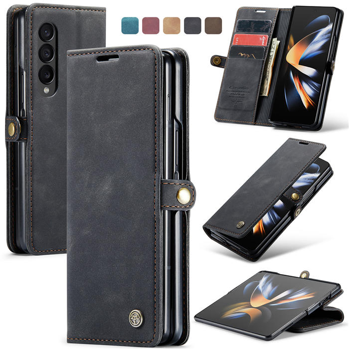 CaseMe Samsung Galaxy Z Fold4 Wallet Magnetic Case Black - Click Image to Close