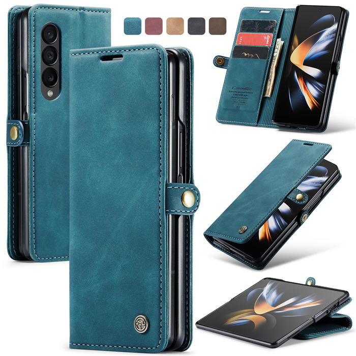 CaseMe Samsung Galaxy Z Fold4 Wallet Magnetic Case Blue - Click Image to Close