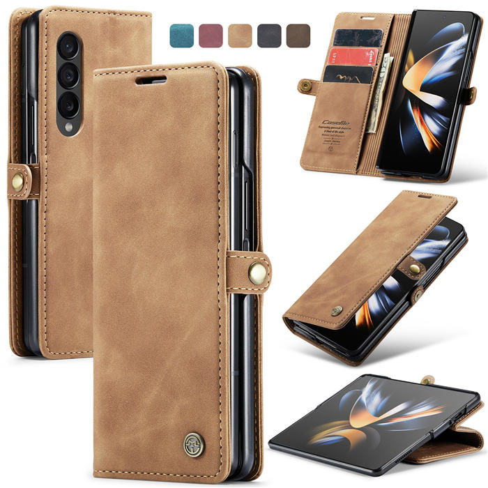 CaseMe Samsung Galaxy Z Fold4 Wallet Magnetic Case Brown - Click Image to Close