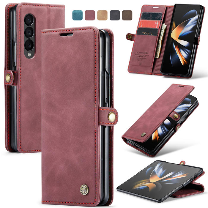 CaseMe Samsung Galaxy Z Fold4 Wallet Magnetic Case Red - Click Image to Close