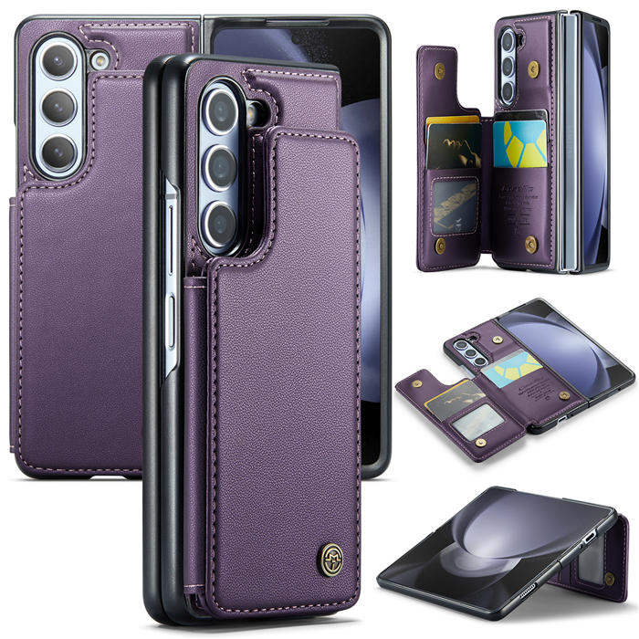 CaseMe Samsung Galaxy Z Fold5 RFID Blocking Card Holder Case Purple - Click Image to Close