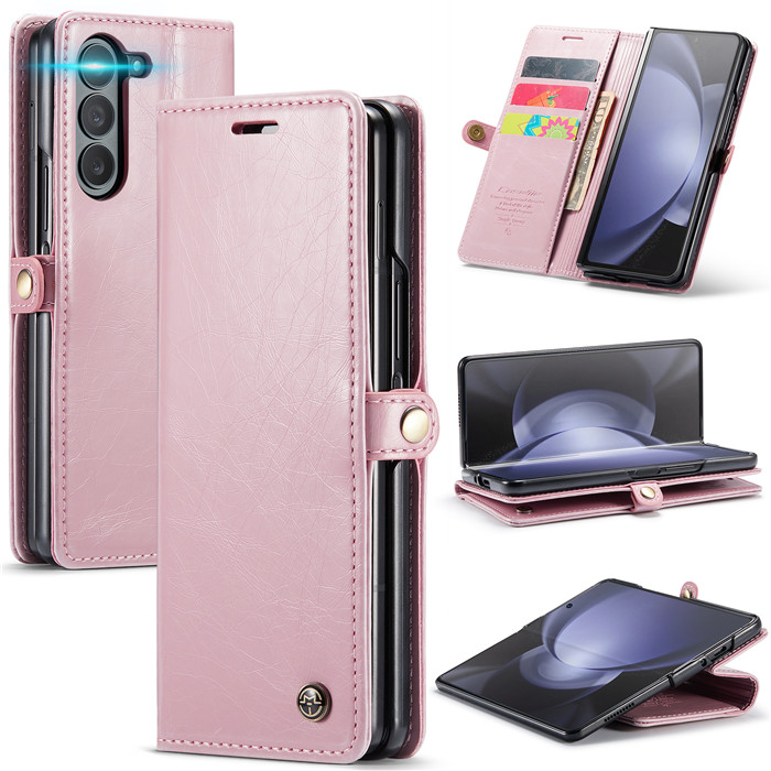 CaseMe Samsung Galaxy Z Fold5 Luxury Wallet Magnetic Case Pink - Click Image to Close