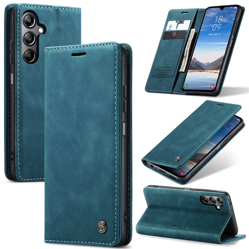 CaseMe Samsung Galaxy A05S Wallet Suede Leather Case Blue - Click Image to Close