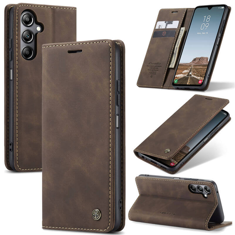 CaseMe Samsung Galaxy A05S Wallet Suede Leather Case Coffee - Click Image to Close