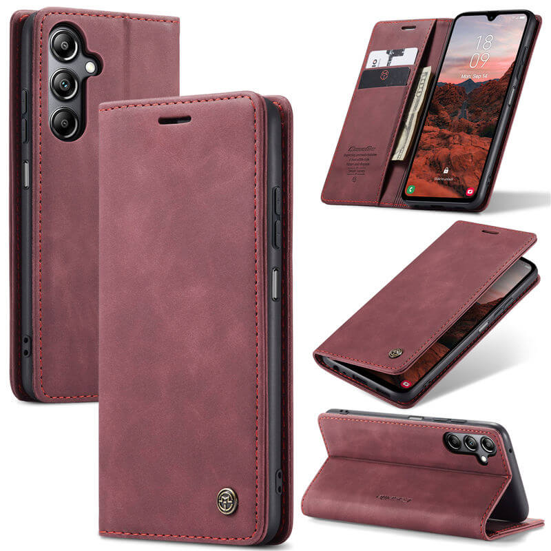 CaseMe Samsung Galaxy A05S Wallet Suede Leather Case Red