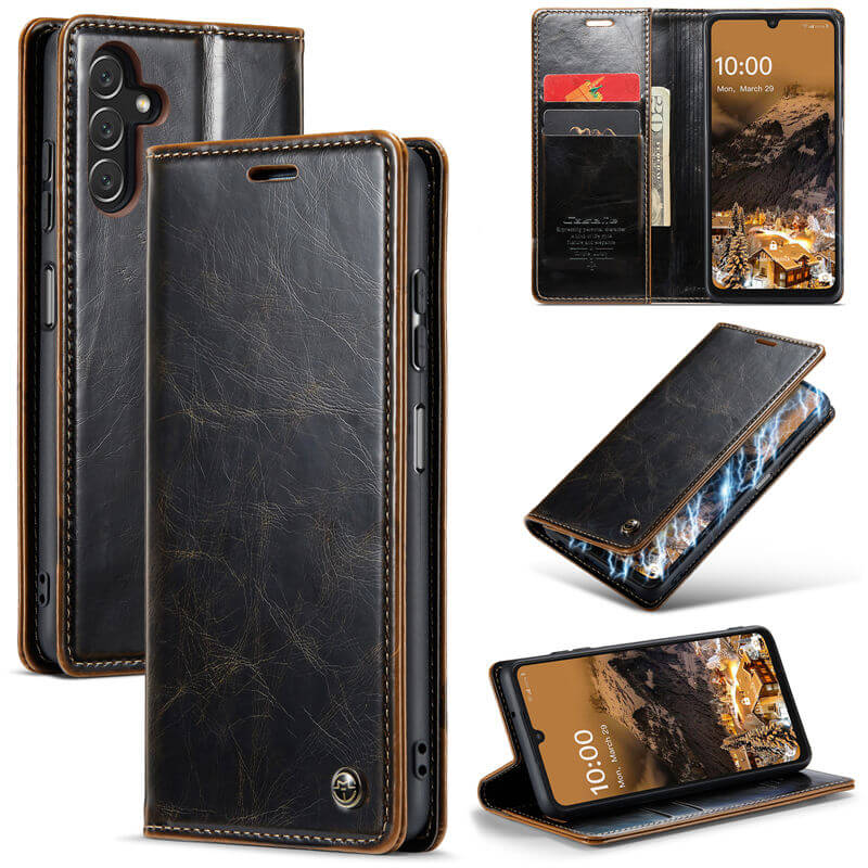 CaseMe Samsung Galaxy A15 Luxury Wallet Magnetic Case Coffee - Click Image to Close
