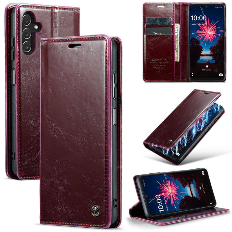 CaseMe Samsung Galaxy A15 Luxury Wallet Magnetic Case Red - Click Image to Close