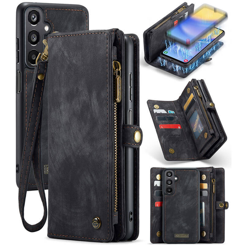 CaseMe Samsung Galaxy A15 Wallet Case with Wrist Strap Black - Click Image to Close