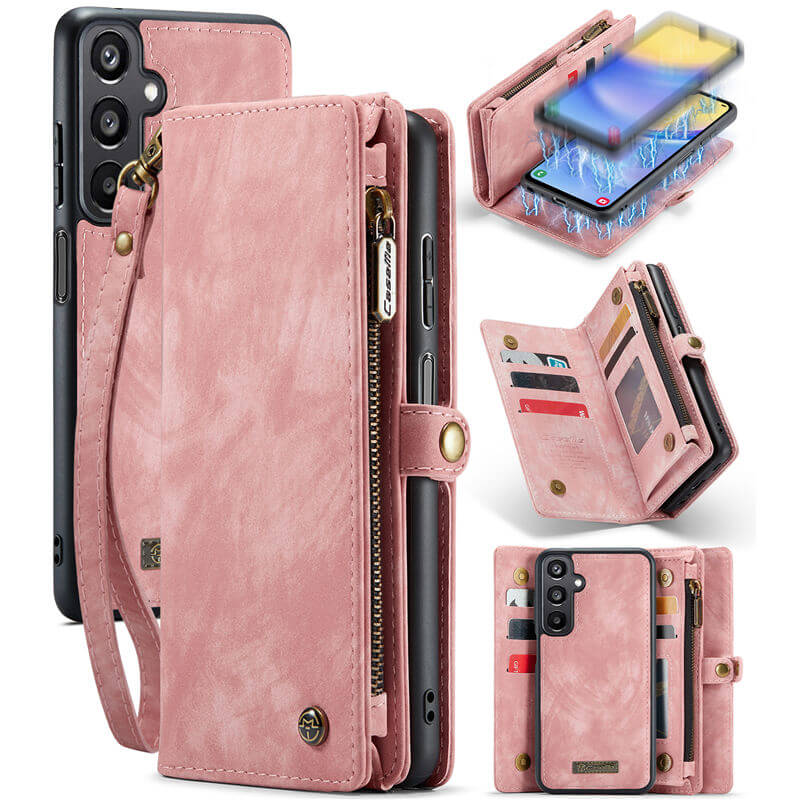 CaseMe Samsung Galaxy A15 Wallet Case with Wrist Strap Pink