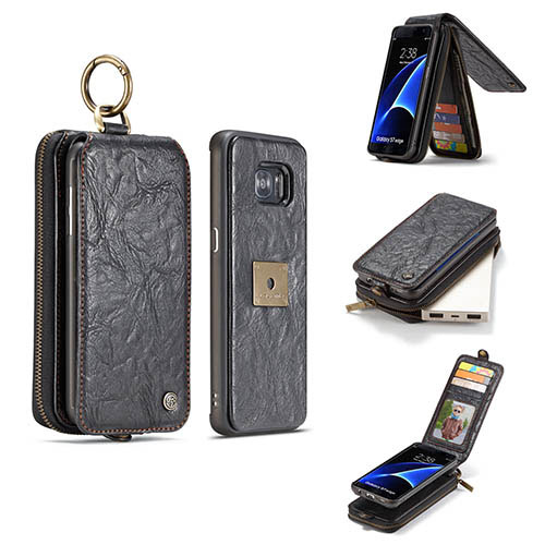 CaseMe Samsung Galaxy S7 Edge Zipper Wallet Magnetic Detachable Flip Leather Case