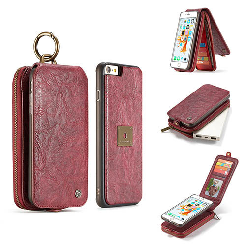 CaseMe iPhone 6 Plus Zipper Wallet Magnetic Detachable Flip Leather Case