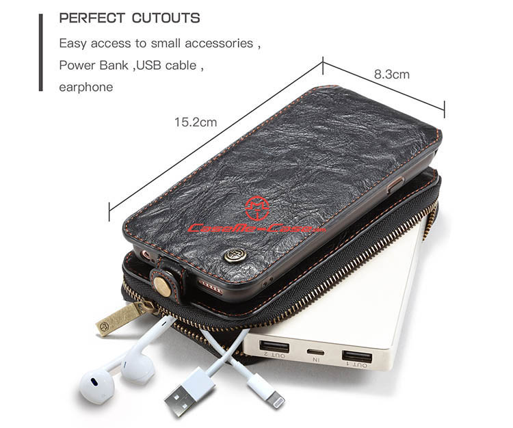 CaseMe iPhone 6 Zipper Wallet Magnetic Detachable Flip Leather Case