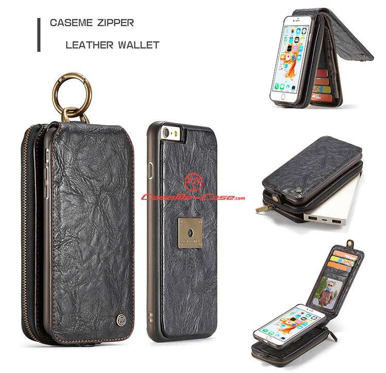 CaseMe iPhone 6 Zipper Wallet Magnetic Detachable Flip Leather Case