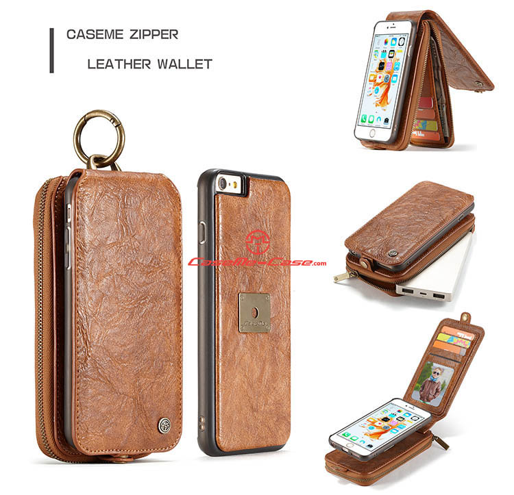 CaseMe iPhone 6 Zipper Wallet Magnetic Detachable Flip Leather Case