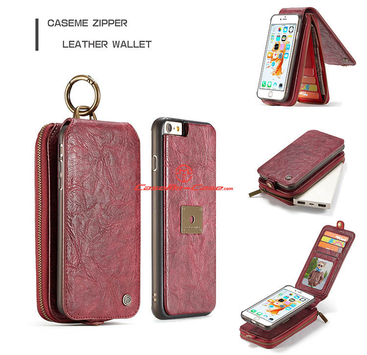 CaseMe iPhone 6 Zipper Wallet Magnetic Detachable Flip Leather Case