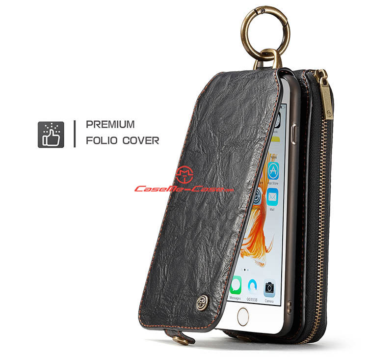 CaseMe iPhone 6 Zipper Wallet Magnetic Detachable Flip Leather Case