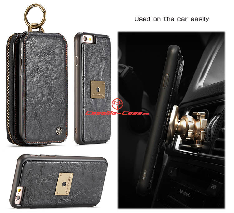 CaseMe iPhone 6 Zipper Wallet Magnetic Detachable Flip Leather Case