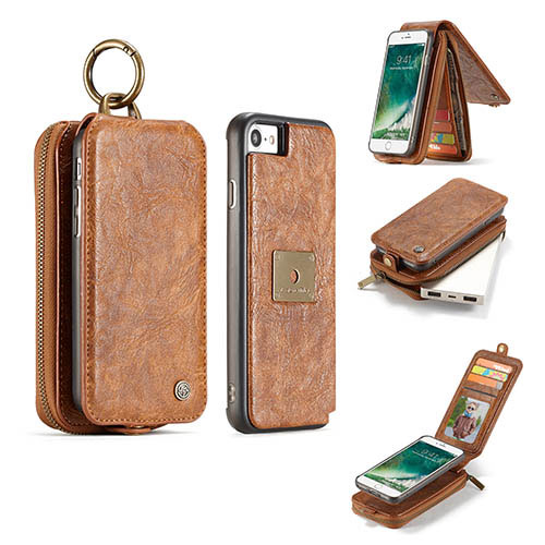 CaseMe iPhone 7 Zipper Wallet Magnetic Detachable Flip Leather Case