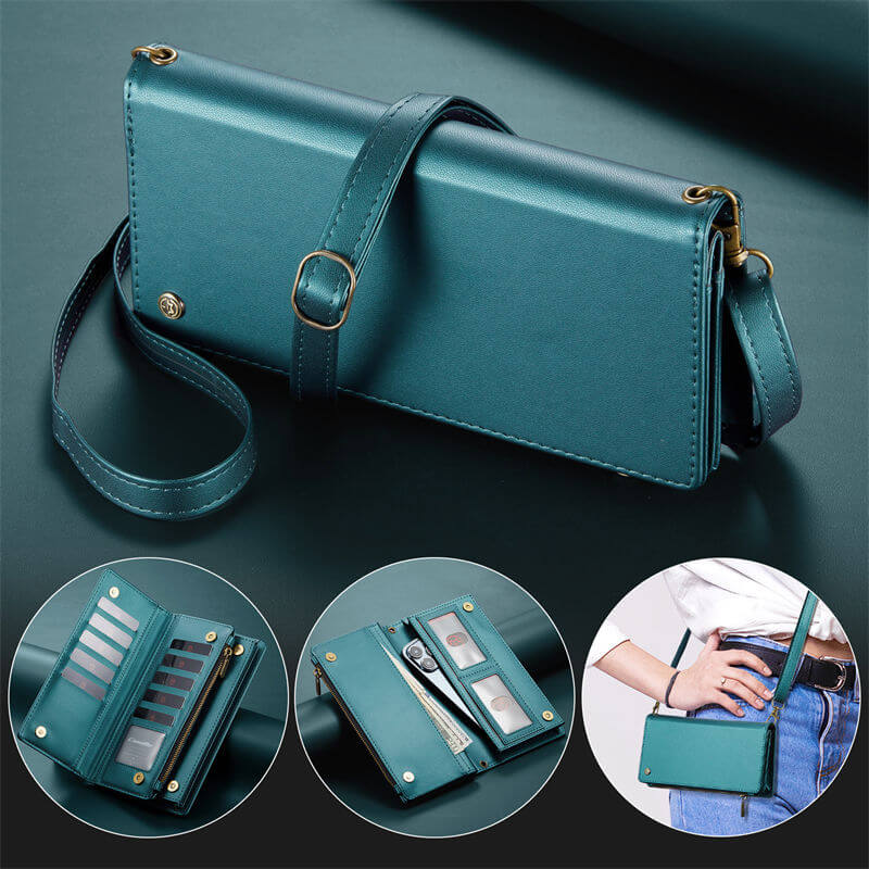 CaseMe Crossbody Bag For Zipper Wallet Phone Case Green - Click Image to Close