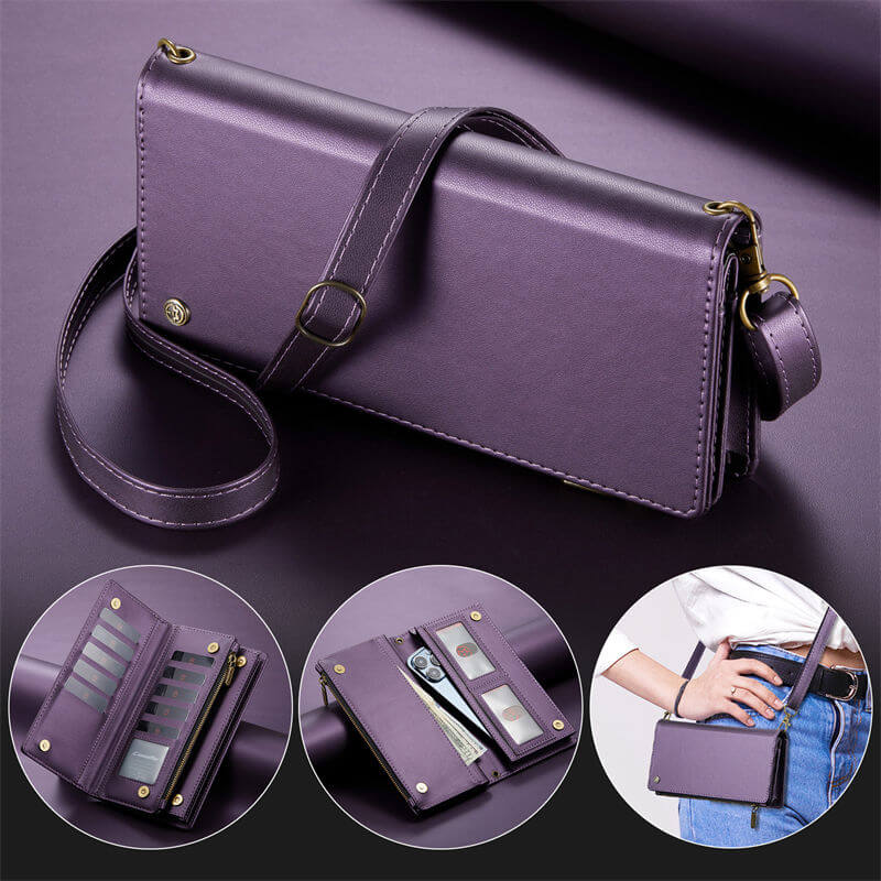 CaseMe Crossbody Bag For Zipper Wallet Phone Case Purple - Click Image to Close