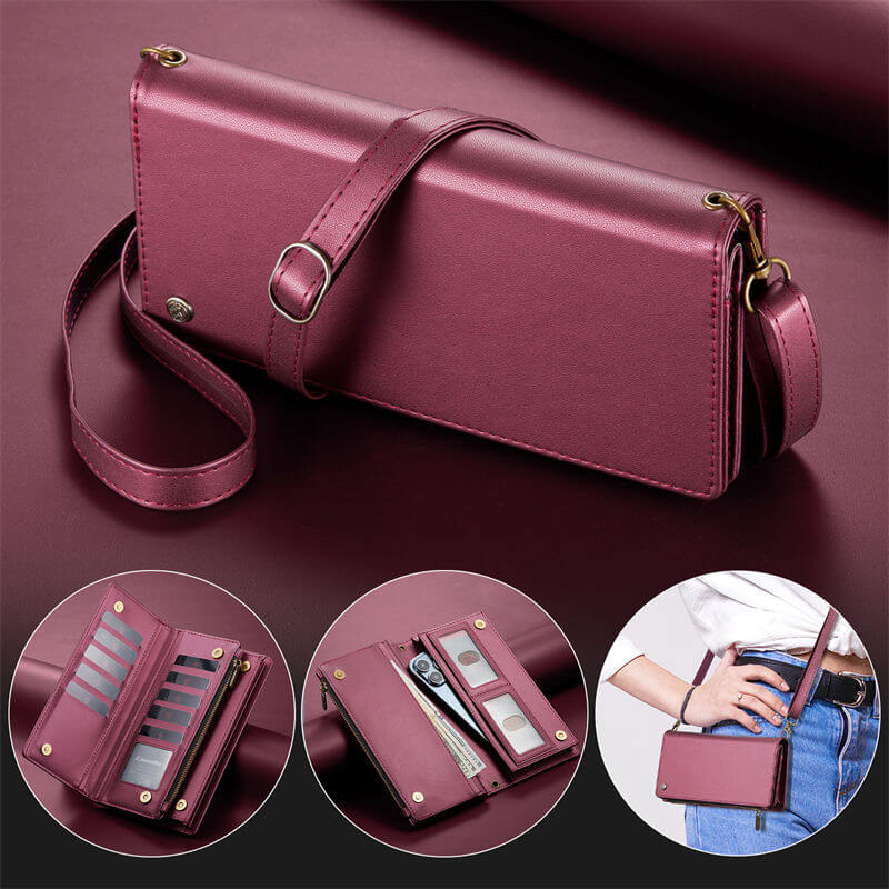 CaseMe Crossbody Bag For Zipper Wallet Phone Case Red