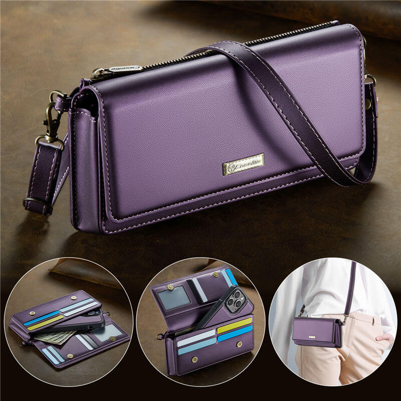 CaseMe RFID Blocking Universal Wallet Crossbody Bag Purple - Click Image to Close