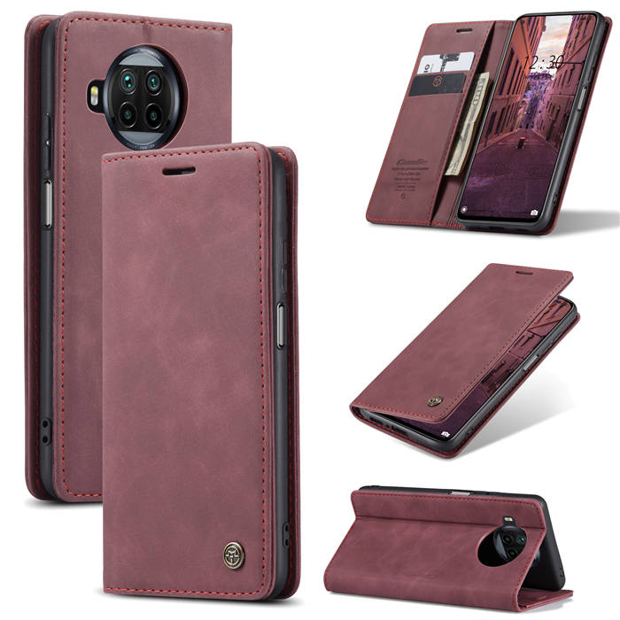 CaseMe Xiaomi Mi 10T Lite Wallet Stand Magnetic Case Red - Click Image to Close