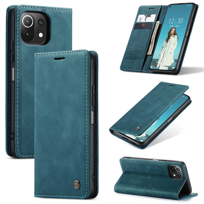 CaseMe Xiaomi Mi 11 Lite Wallet Kickstand Magnetic Case Blue - Click Image to Close