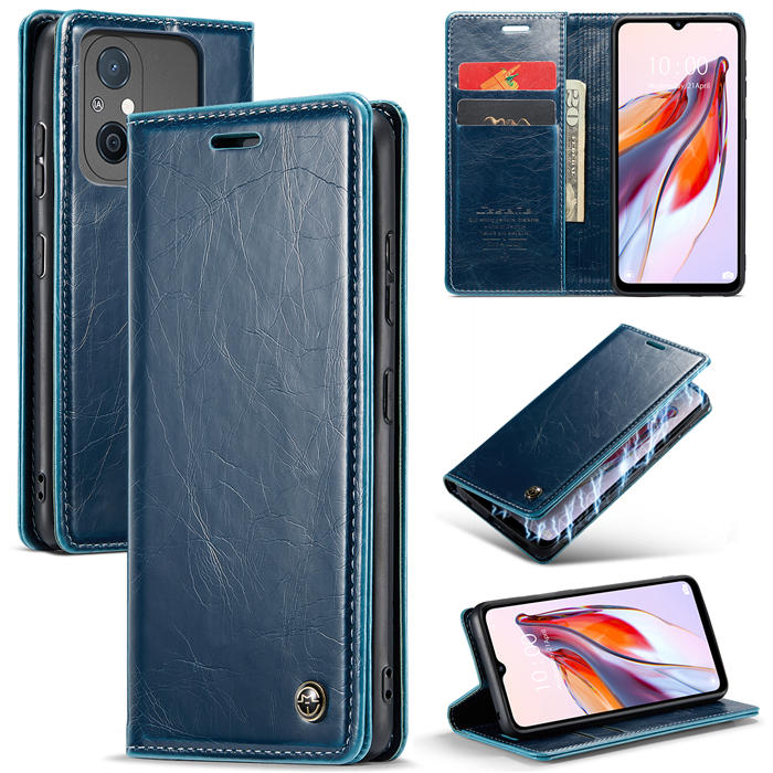 CaseMe Xiaomi Redmi 11A/12C Wallet Luxury Leather Case Blue - Click Image to Close