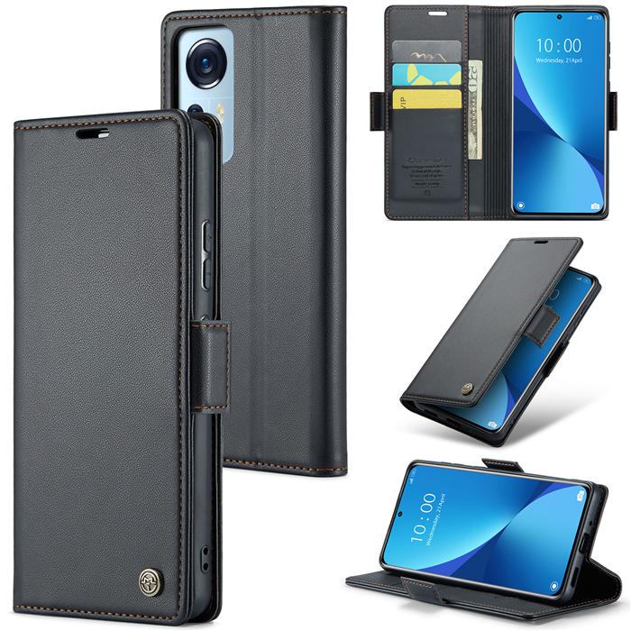CaseMe Xiaomi 12/12X/12S Wallet RFID Blocking Magnetic Buckle Case Black - Click Image to Close