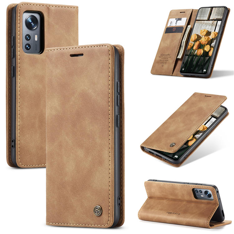 CaseMe Xiaomi 12/12X Wallet Kickstand Magnetic Case Brown