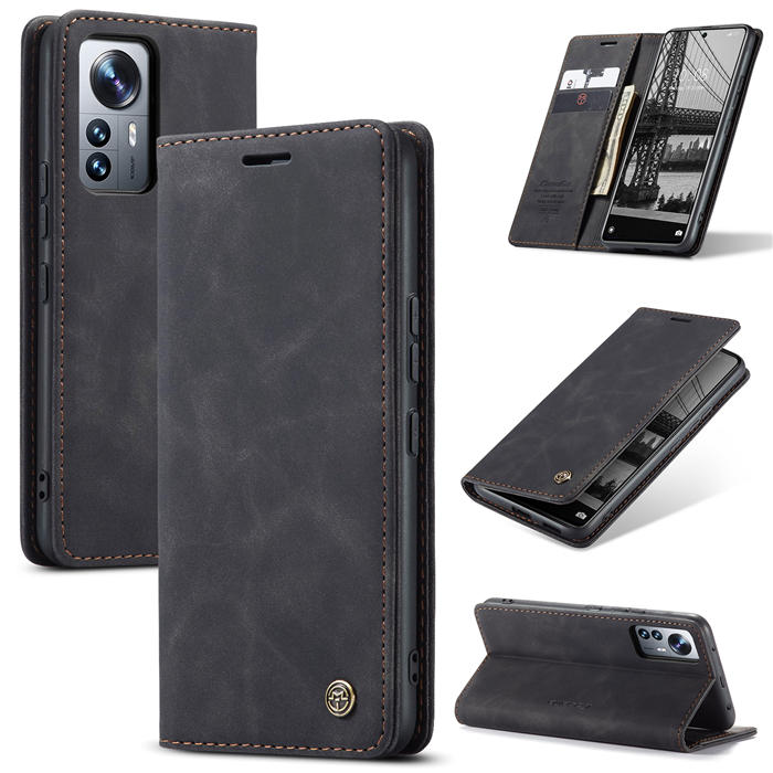 CaseMe Xiaomi 12 Lite Wallet Kickstand Magnetic Flip Case Black