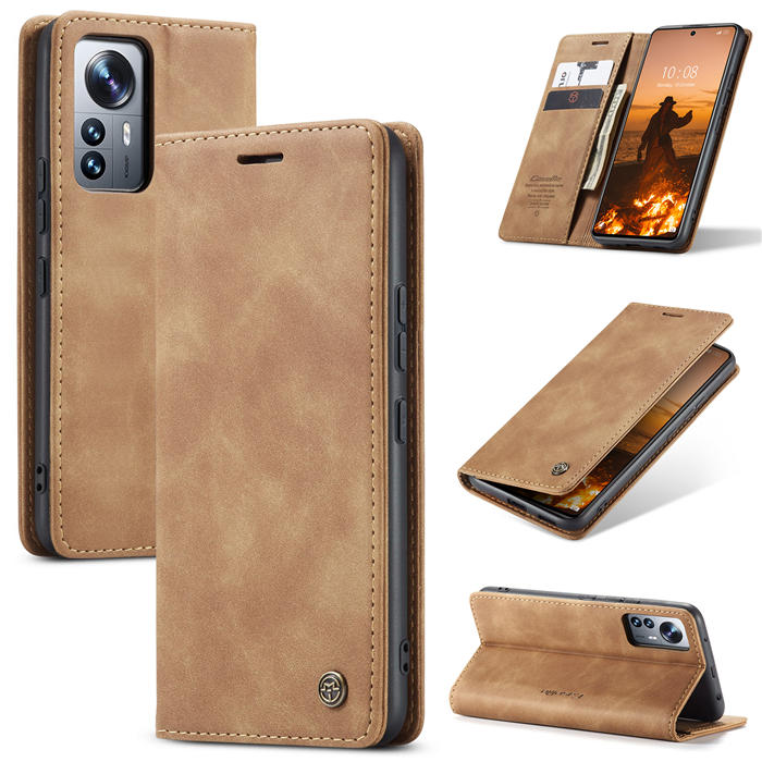 CaseMe Xiaomi 12 Lite Wallet Kickstand Magnetic Flip Case Brown