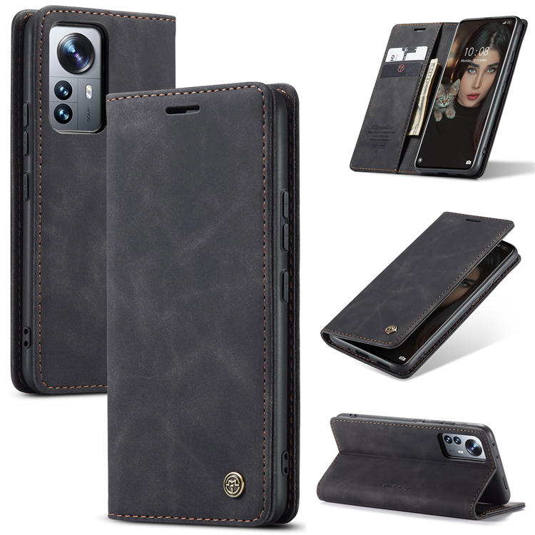 CaseMe Xiaomi 12 Pro Wallet Kickstand Magnetic Case Black