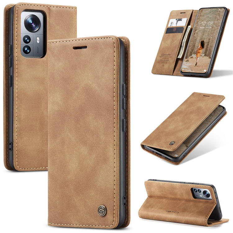 CaseMe Xiaomi 12 Pro Wallet Kickstand Magnetic Case Brown