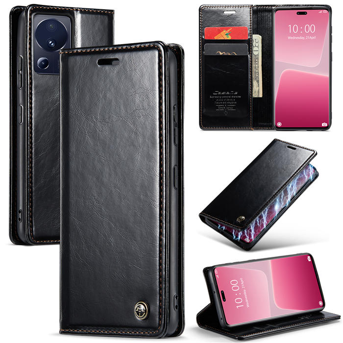CaseMe Xiaomi 13 Lite Wallet Magnetic Luxury Leather Case Black