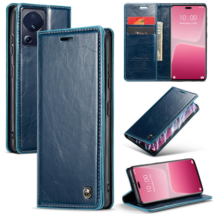 CaseMe Xiaomi 13 Lite Wallet Magnetic Luxury Leather Case Blue - Click Image to Close