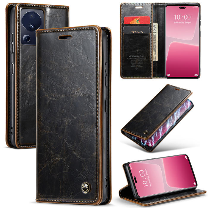 CaseMe Xiaomi 13 Lite Wallet Magnetic Luxury Leather Case Coffee - Click Image to Close