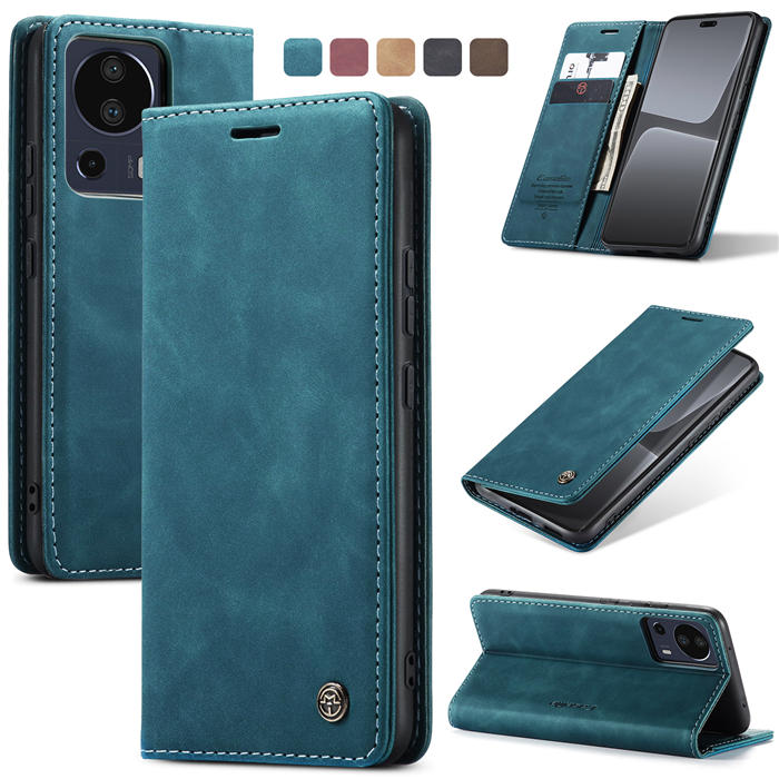 CaseMe Xiaomi 13 Lite Wallet Suede Leather Case Blue - Click Image to Close
