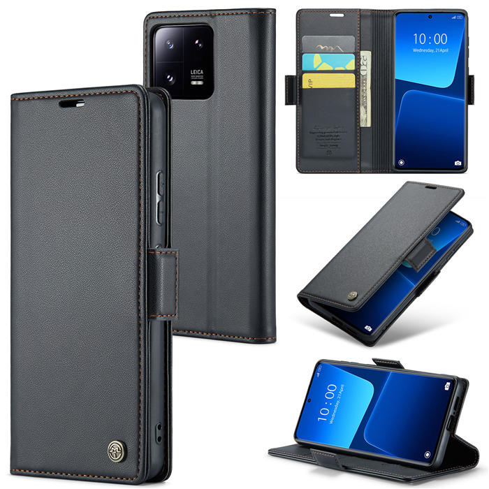 CaseMe Xiaomi 13 Pro Wallet RFID Blocking Magnetic Buckle Case Black - Click Image to Close