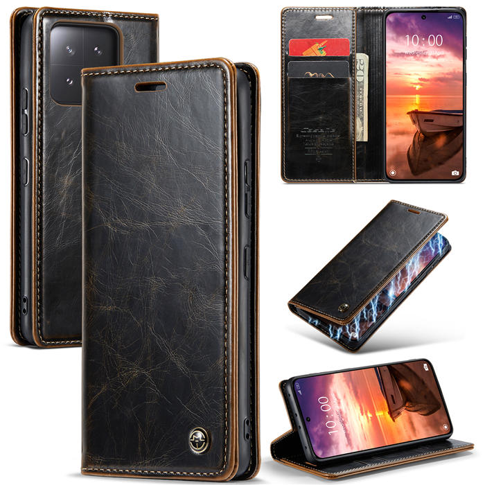 CaseMe Xiaomi 13 Pro Wallet Magnetic Luxury Leather Case Coffee - Click Image to Close