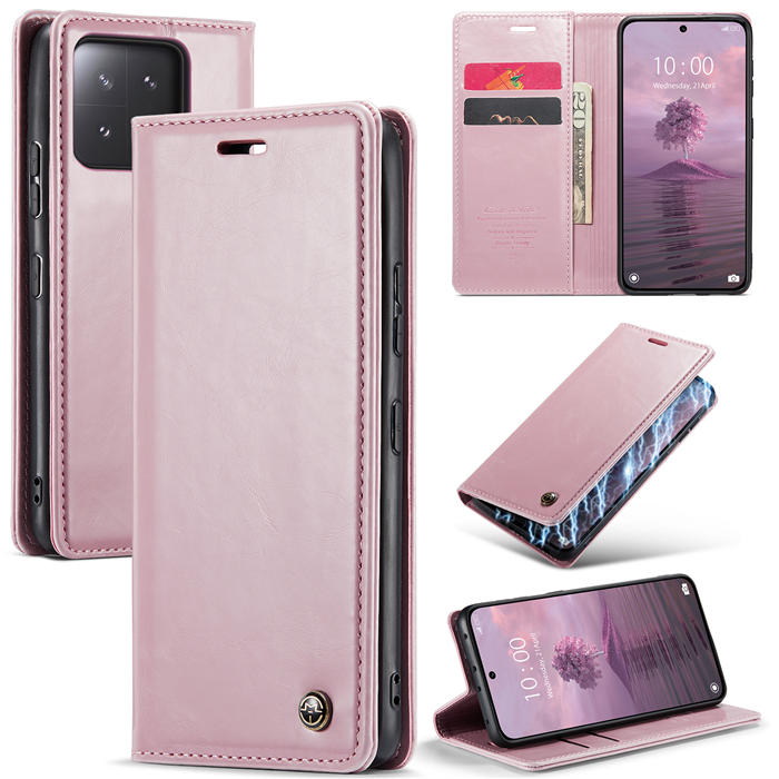 CaseMe Xiaomi 13 Pro Wallet Magnetic Luxury Leather Case Pink - Click Image to Close