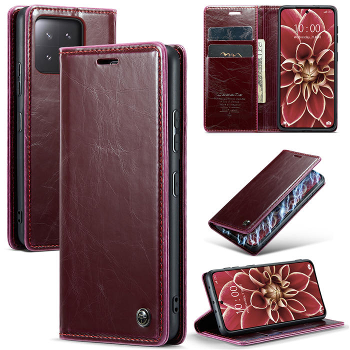 CaseMe Xiaomi 13 Pro Wallet Magnetic Luxury Leather Case Red - Click Image to Close