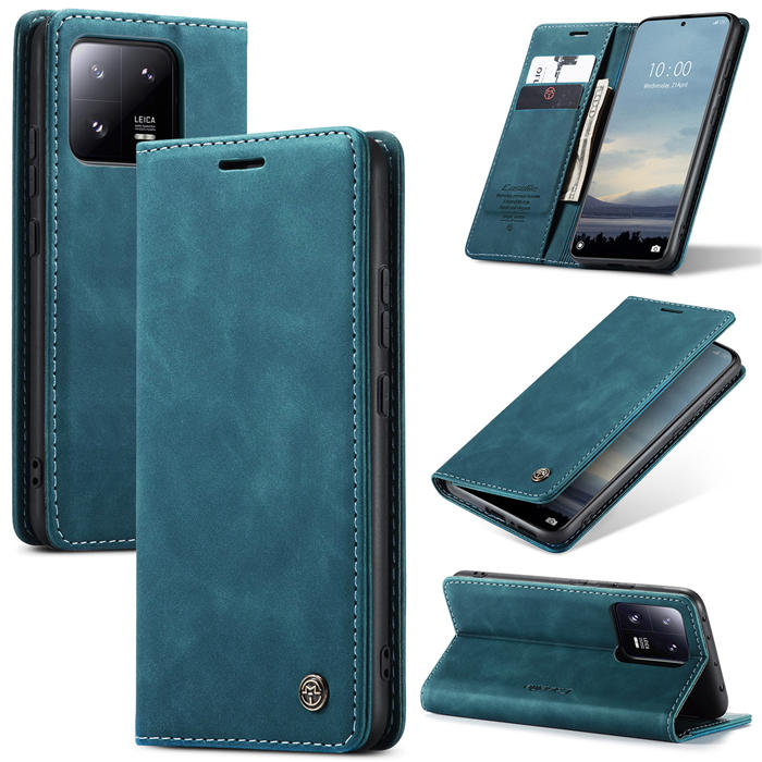CaseMe Xiaomi 13 Pro Wallet Suede Leather Case Blue - Click Image to Close
