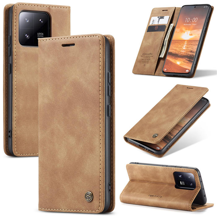 CaseMe Xiaomi 13 Pro Wallet Suede Leather Case Brown - Click Image to Close