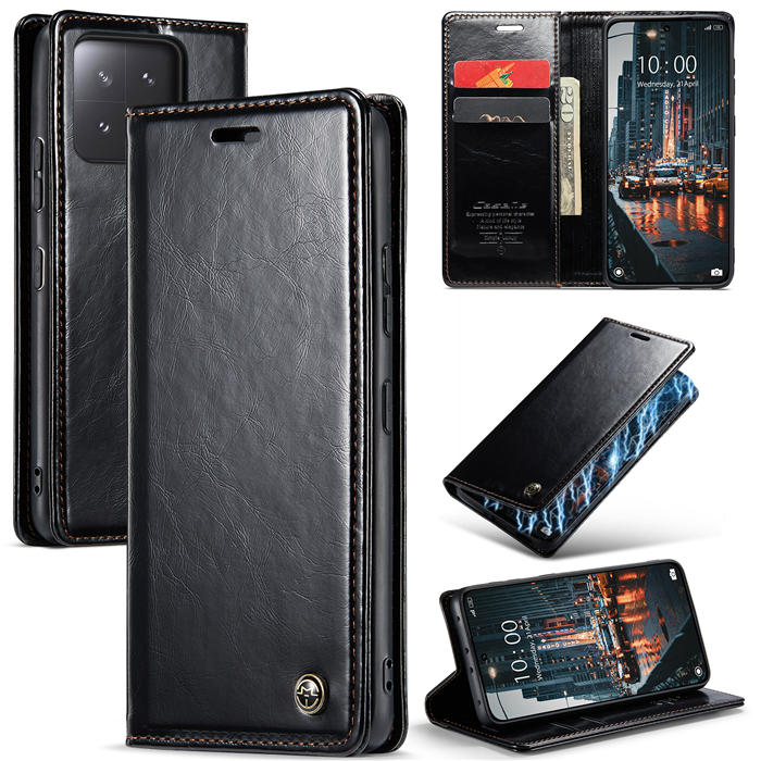 CaseMe Xiaomi 13 Wallet Magnetic Luxury Leather Case Black - Click Image to Close